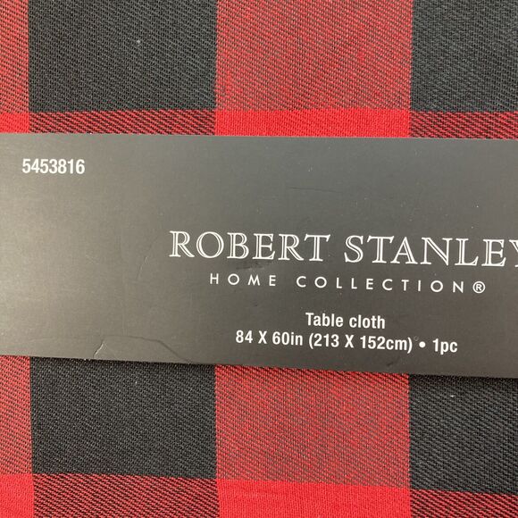 Robert Stanley Tablecloth 84x60 inch Black Red Buffalo Check 5453816 - Picture 3 of 5